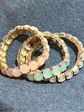 Gold Stretch Bracelet Set. Three pieces included.